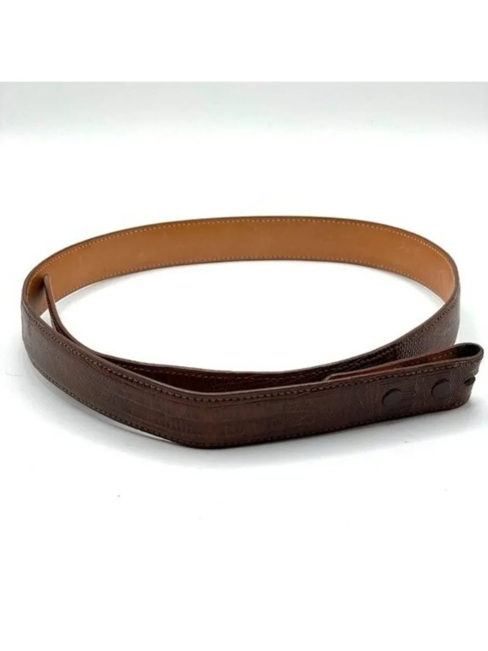 Pat Areias Vintage Genuine Lizard Brown Waist Belt Strap Unisex Size 28 USA